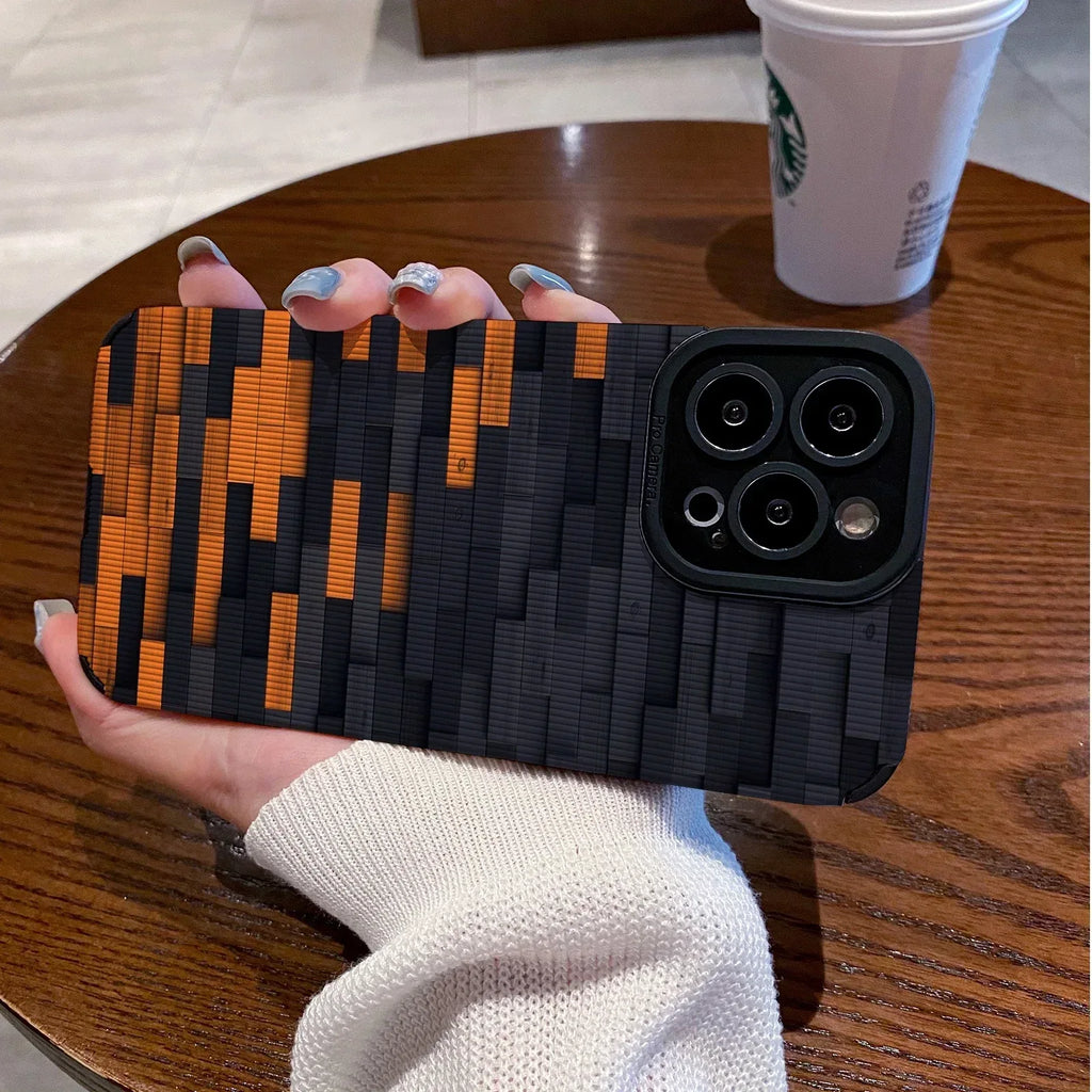 orange-black-stitching-iphone-case - Viexta