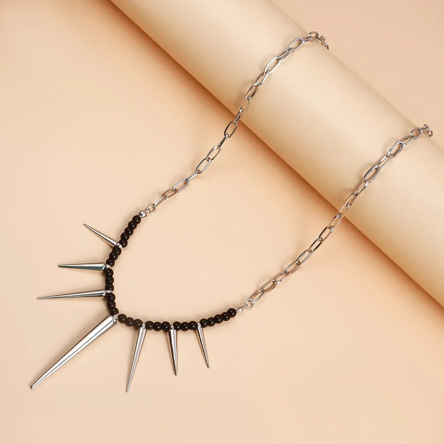 Punk Stitching Chain Black Beaded - Viexta