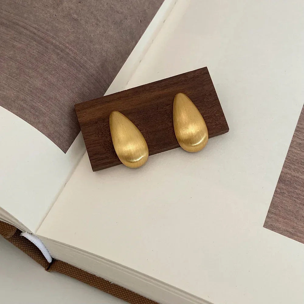 Brushed Metal Stud Earrings - Viexta