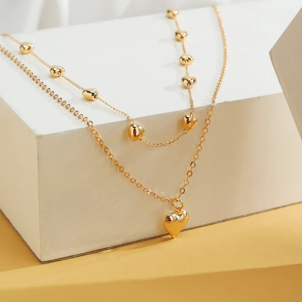 Double-layer Heart Pendant Necklace - Viexta