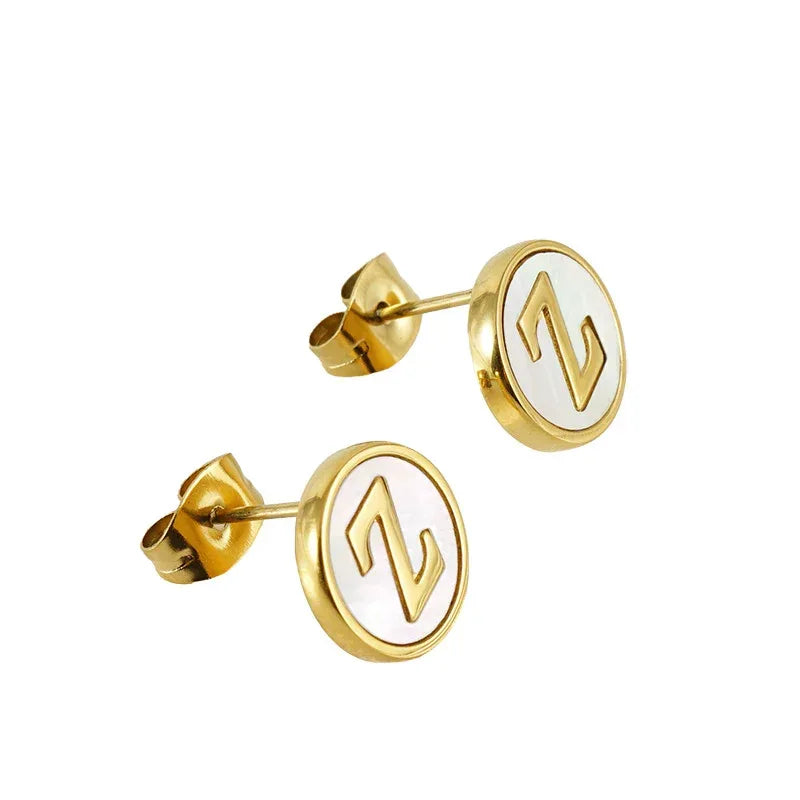 Titanium Steel 26 English Alphabet Letter Studs - Viexta