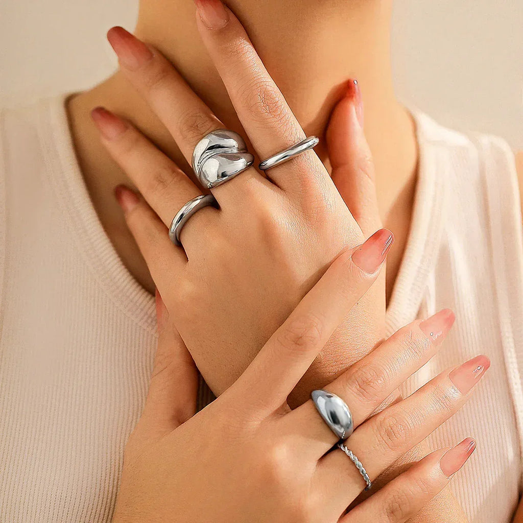 Trendy Glossy Water Drop Ring - Viexta