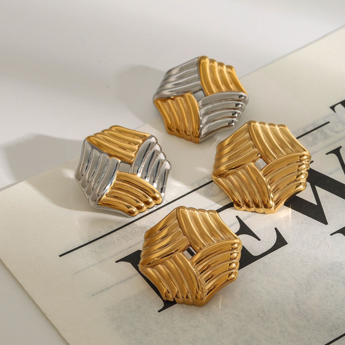 Vanessa Criss Cut Gold Earrings