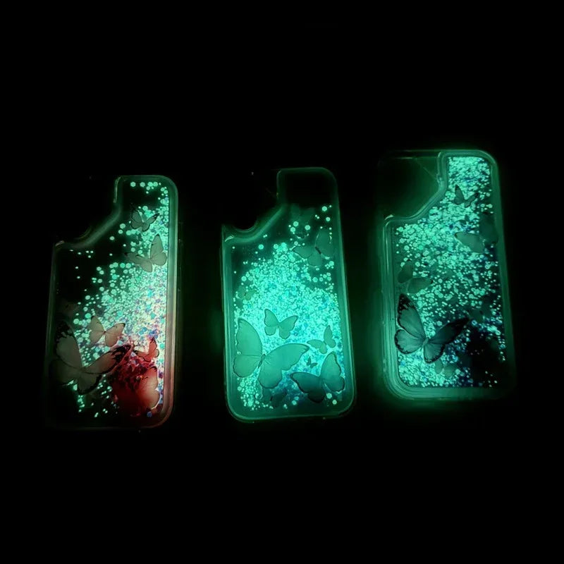 luminous-butterfly-glitter-liquid-iphone-protective-case - Viexta