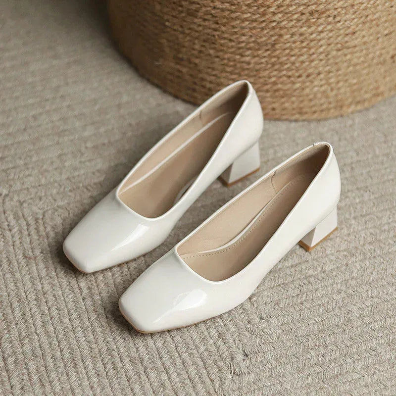 Lady Chunky Square Toe High Heels - Viexta