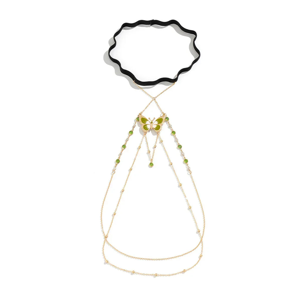 Green Painted Butterfly Leg Chain - Viexta