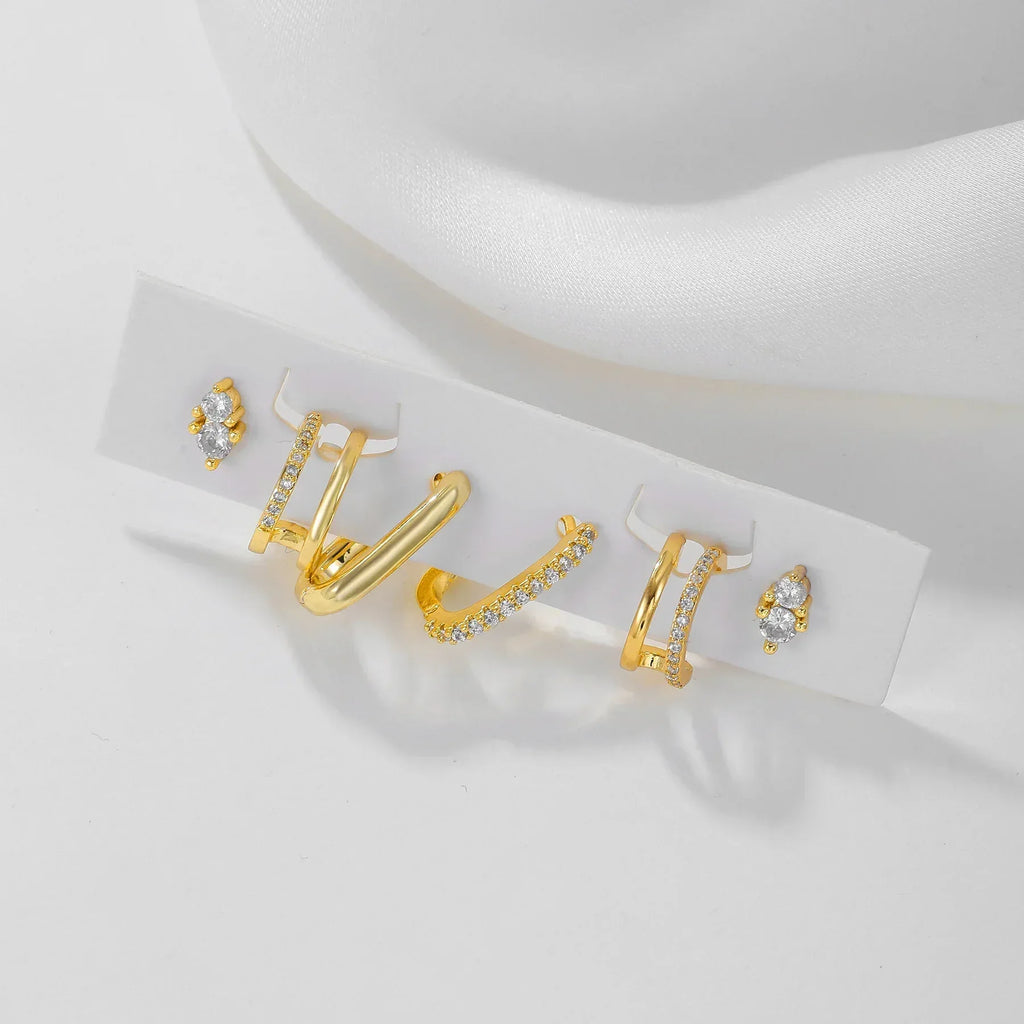 inlaid-zircon-geometric-versatile-ladies-earring-set - Viexta