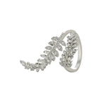 Micro-inlaid Shiny Leaves Open Ring - Viexta