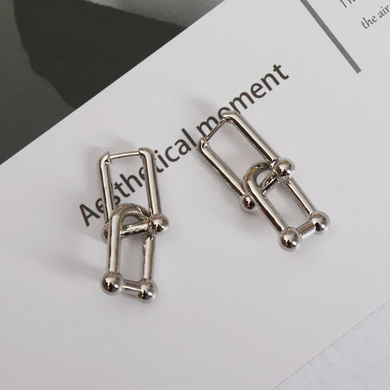 Diamond-embedded Gold-plated Versatile Earrings - Viexta