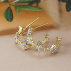 Blue Flower Zirconium Ear Studs - Viexta
