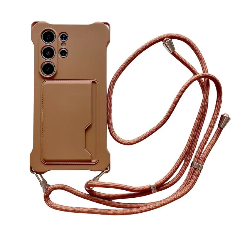 Four-corner Liquid Card Holder Lanyard iPhone Case - Viexta