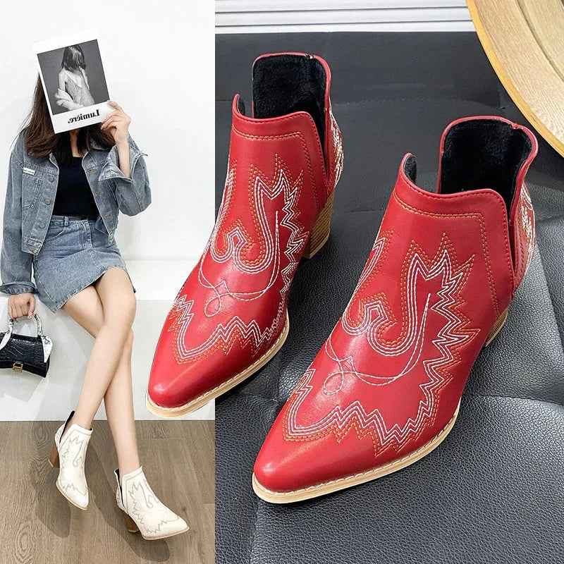 Vintage Embroidered Martin Boots - Viexta