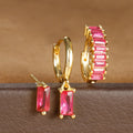 3 piece set Rectangular Zircon Earrings - Viexta