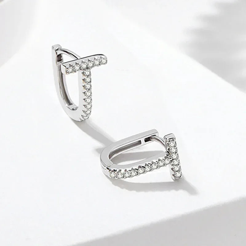 Diamond-embedded Gold-plated Versatile Earrings - Viexta