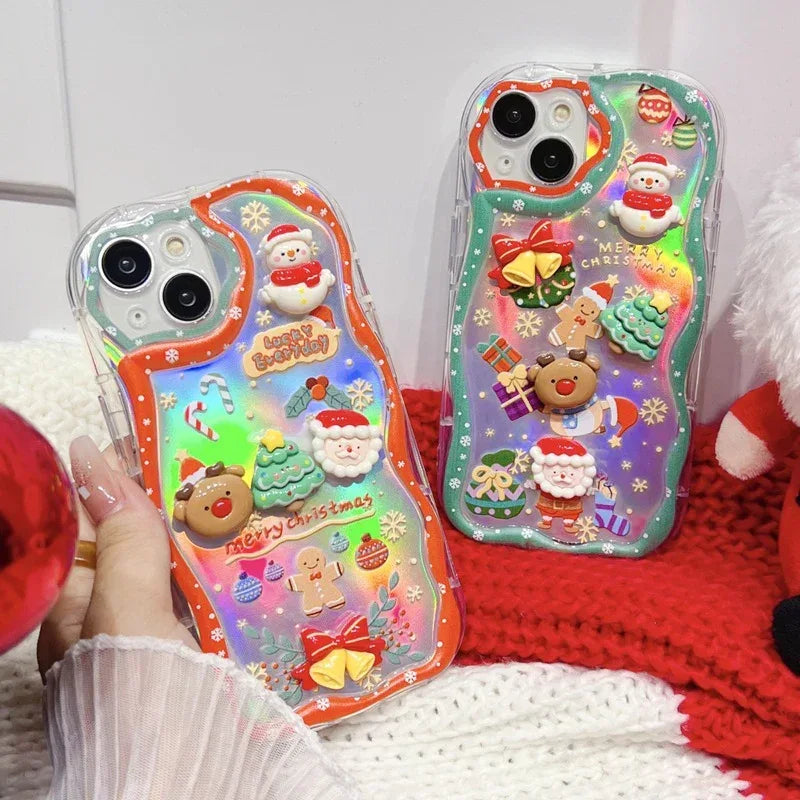 Christmas Snowman Elk Wave iPhone case - Viexta