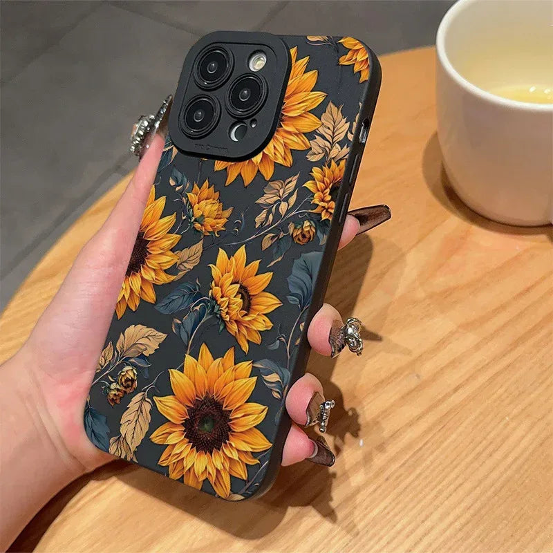 Shockproof Frosted Vintage Sunflower iPhone Case - Viexta