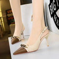 Shallow Color-blocking Pointed Toe Heels - Viexta