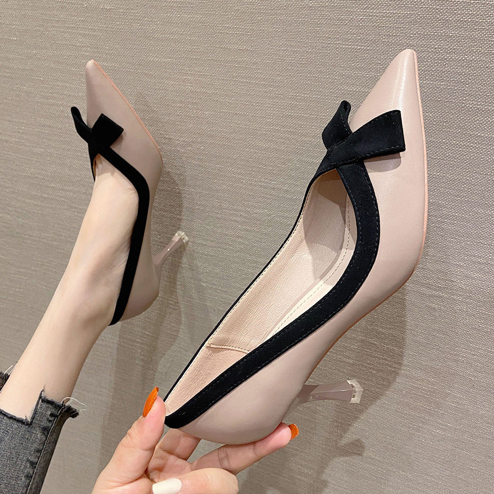 French Style Bow High Heels