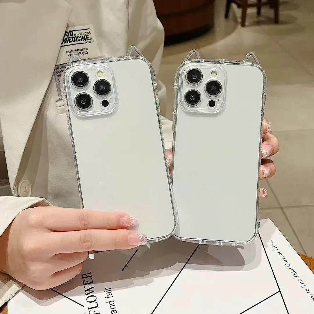 Transparent Cat Ears High iPhone Case - Viexta