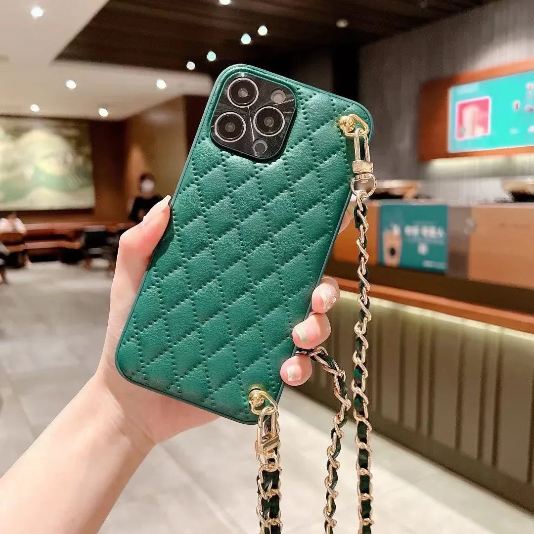 Diamond Plaid Crossbody iPhone Protective Case - Viexta