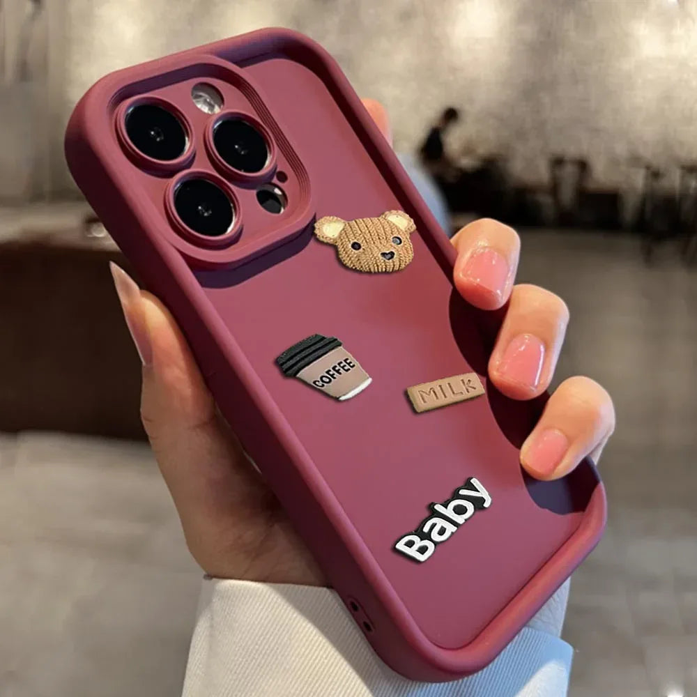 Stereo Coffee Doll Bear Soft Shell iPhone Case - Viexta
