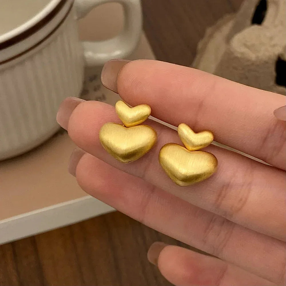 Brushed Metal Stud Earrings - Viexta