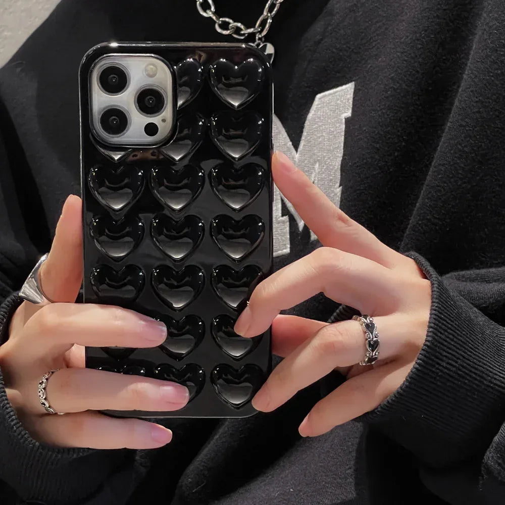 Solid Color Stereo Heart iPhone Case - Viexta