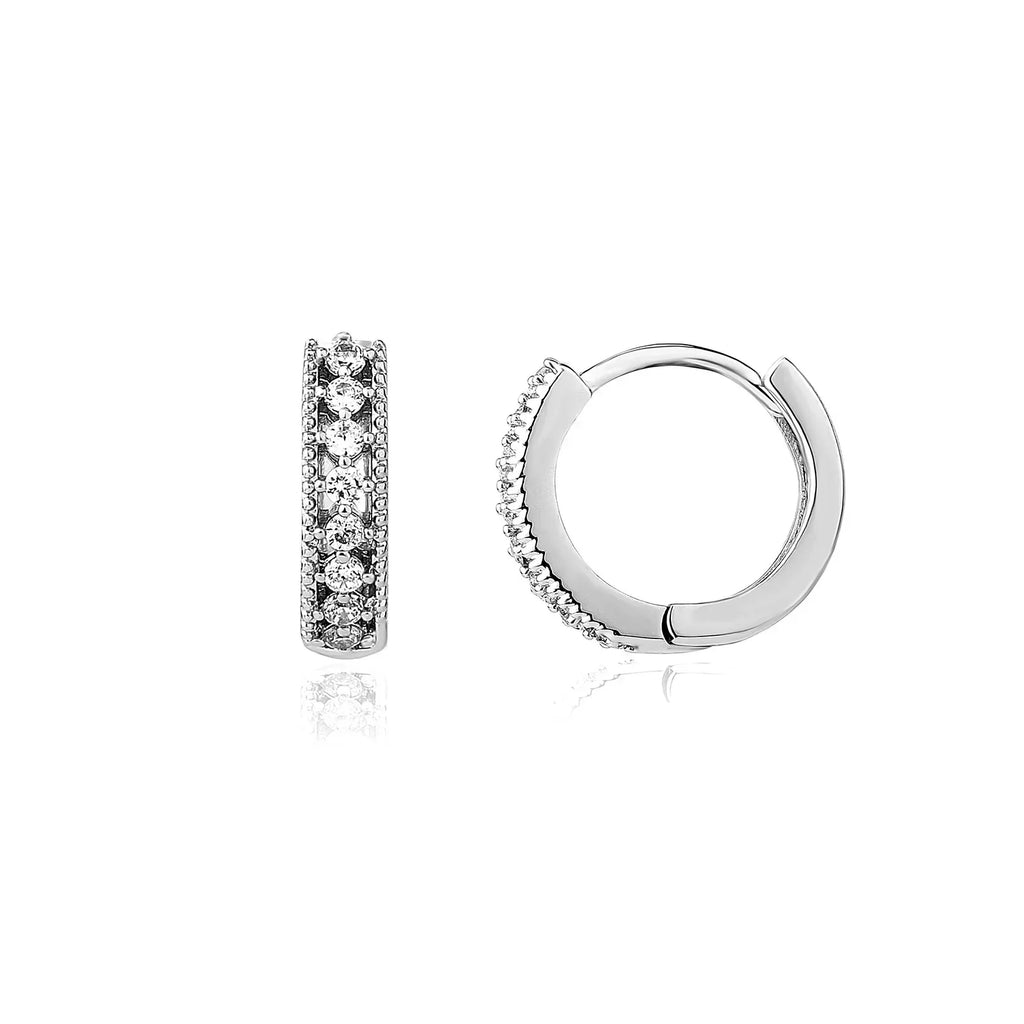 Curvy Inlaid Round Zircon Studs - Viexta