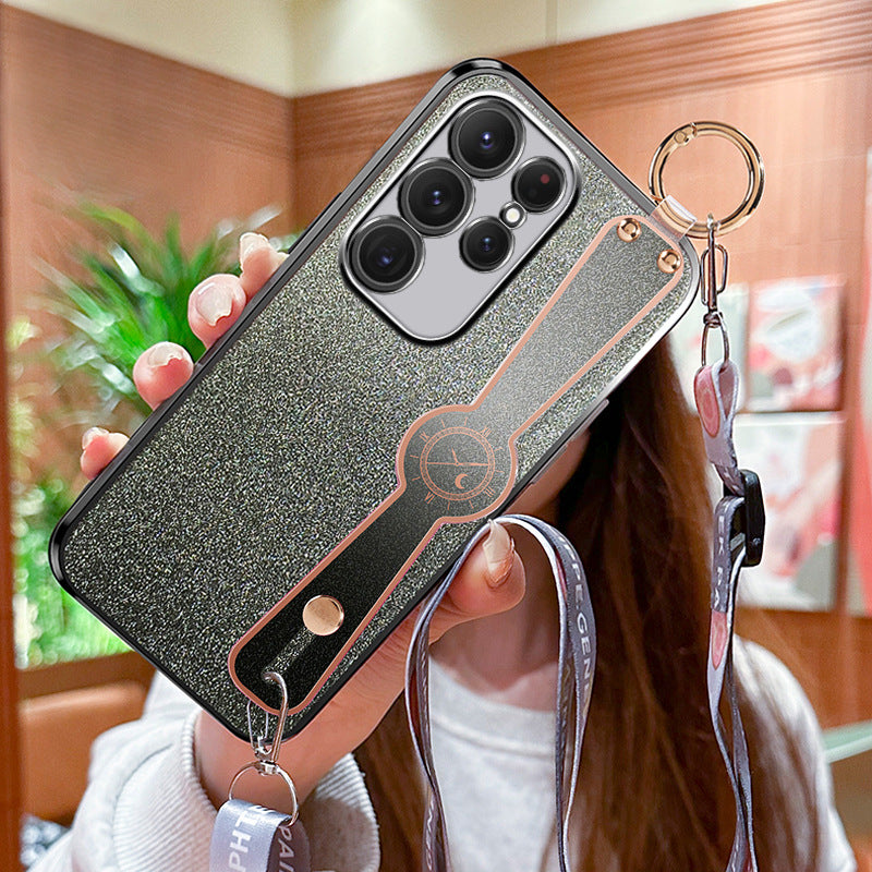 Gradient Glitter Wristband Cross Body Lanyard Samsung Phone Case