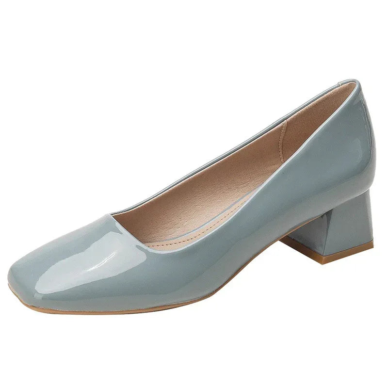 Lady Chunky Square Toe High Heels - Viexta