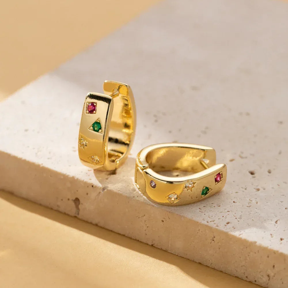 Personalized Multi-color Zircon Hoops - Viexta