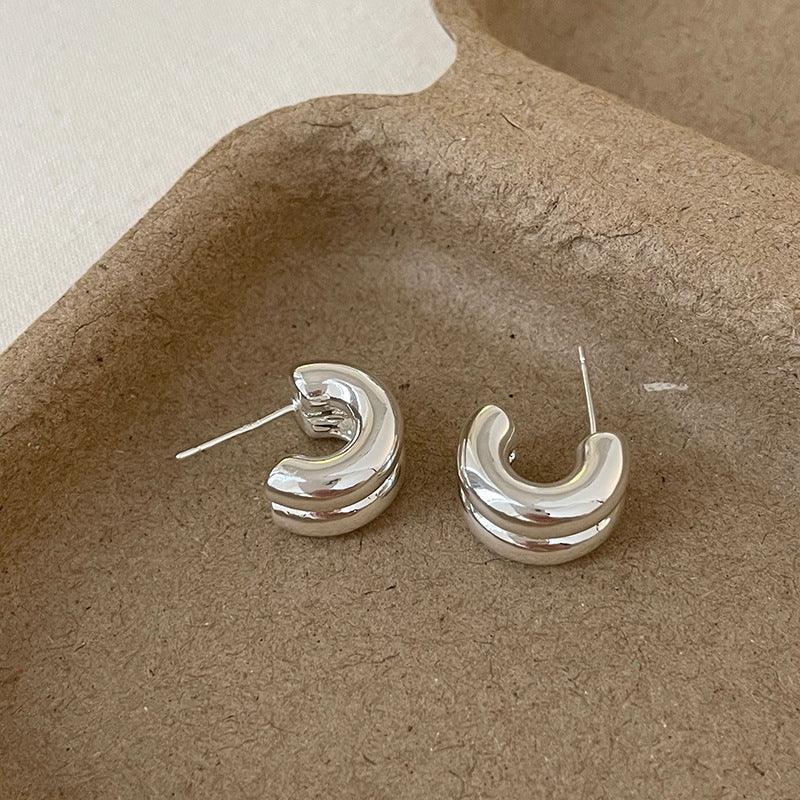 elegant-glossy-double-metal-stud-earrings - Viexta