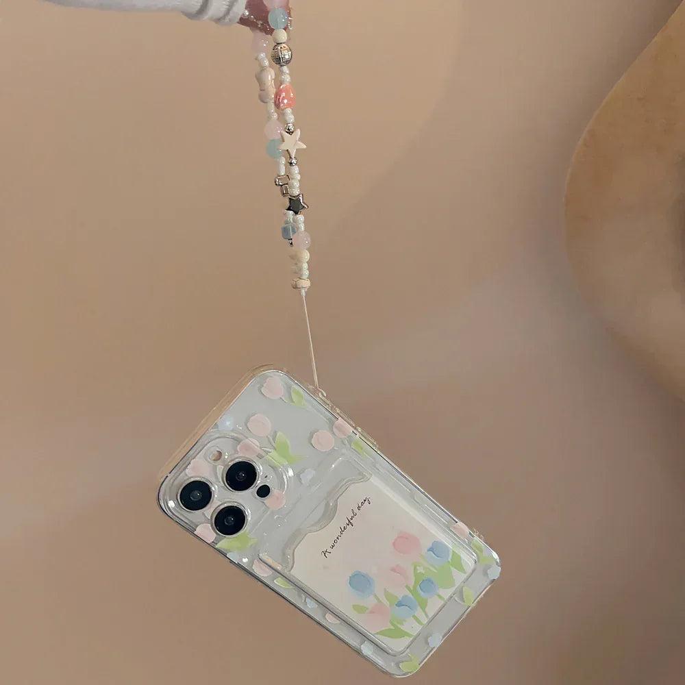 Tulip Flower Card Holder Transparent iPhone Case - Viexta