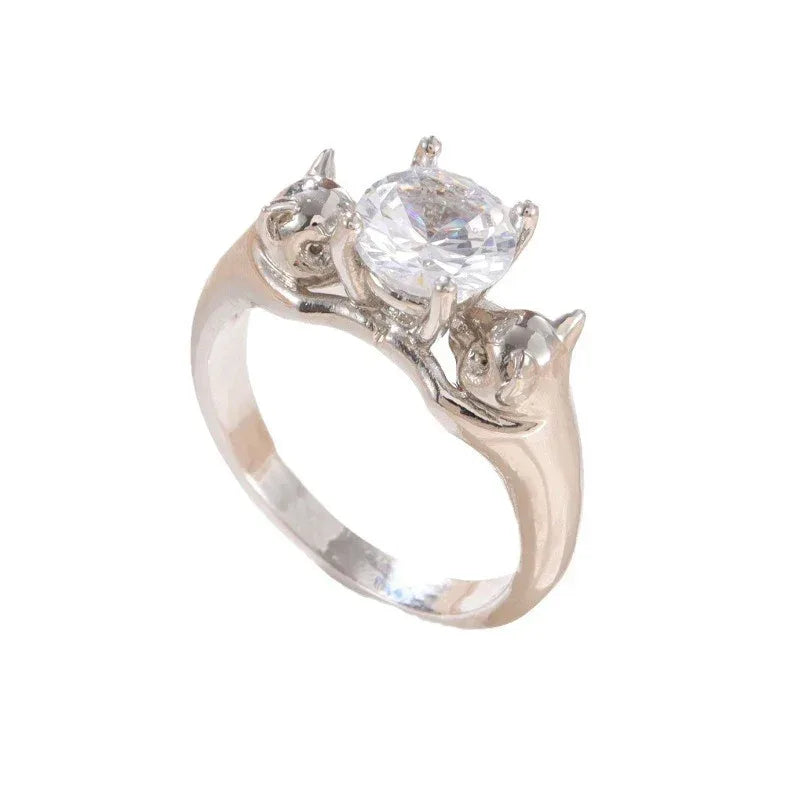 Kitten Ball Diamond-studded Ring - Viexta
