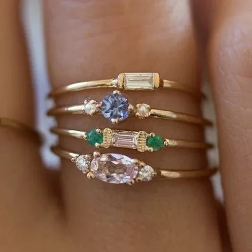 14k Four-piece Ring Set - Viexta