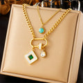 Double-layer Stainless Steel Turquoise Necklace - Viexta
