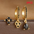 3piece Luxury Flowers Zircon Plated Studs