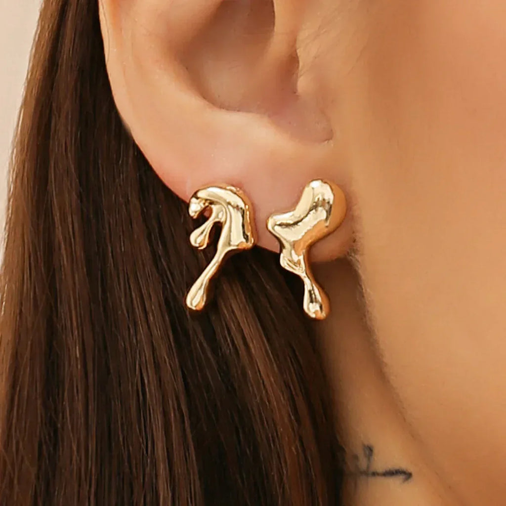Lava Geometric Liquid Stud Earrings - Viexta