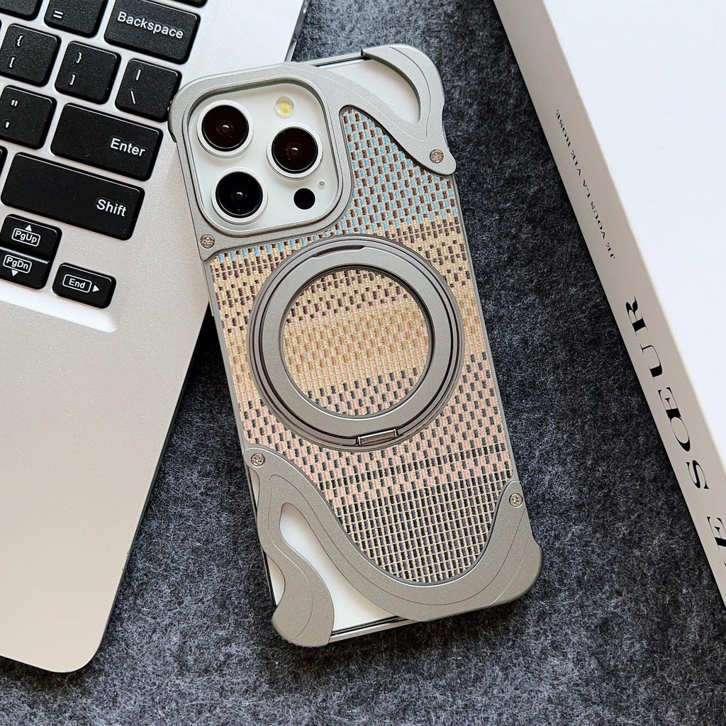 Frameless Heat Dissipation Armor Magnetic Bracket Metal iPhone Case - Viexta
