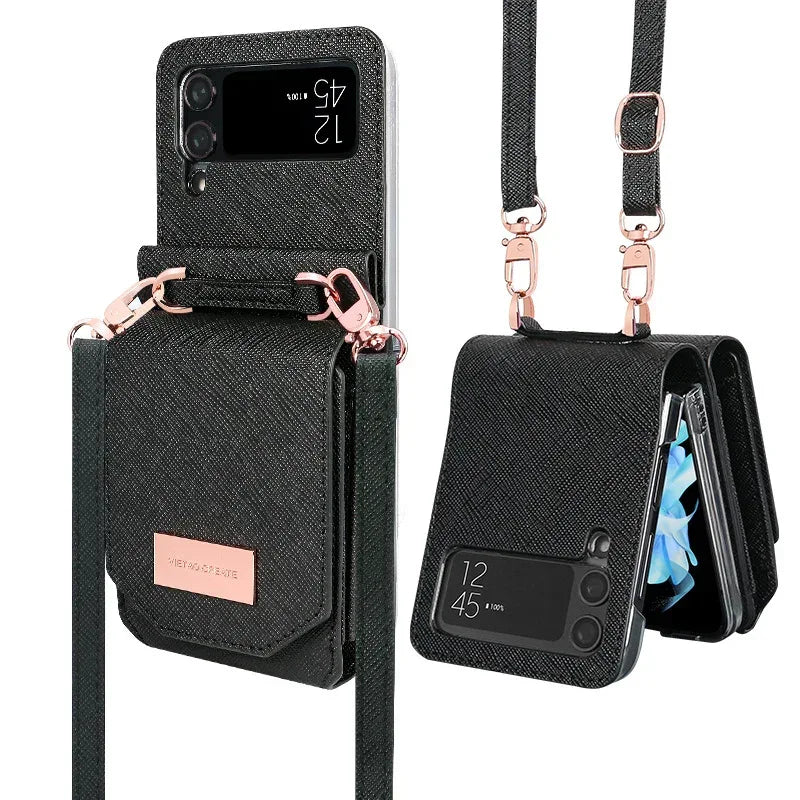 Cross-body Lanyard Flip Phone Case - Viexta