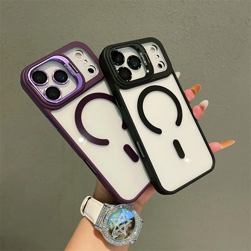 Hardware Lens Bracket Transparent Magnetic iPhone Case