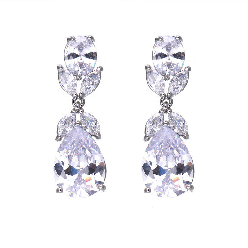 Water Drop Studded Zircon Earrings