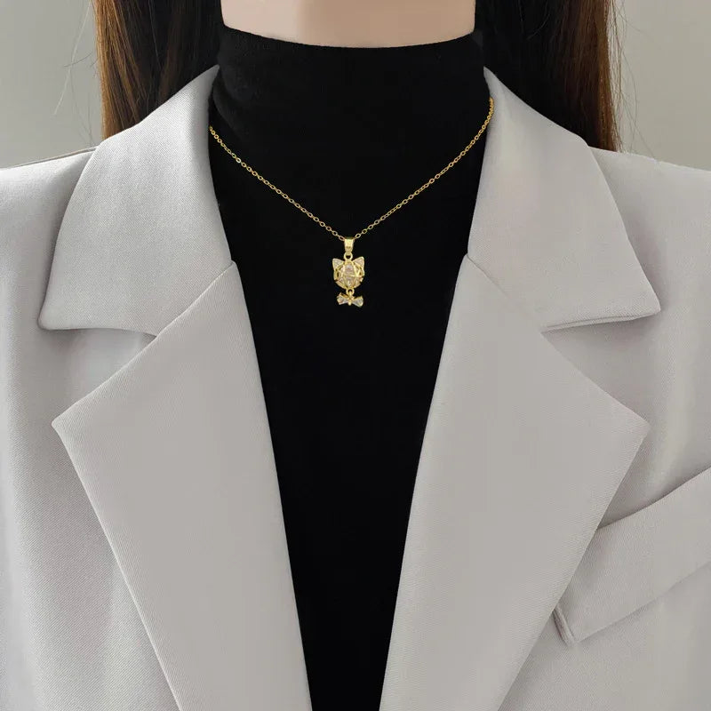 Full Diamond Bow Cat Earrings - Viexta