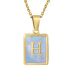 Titanium Steel 26 English Letter Blue Shell Necklace - Viexta