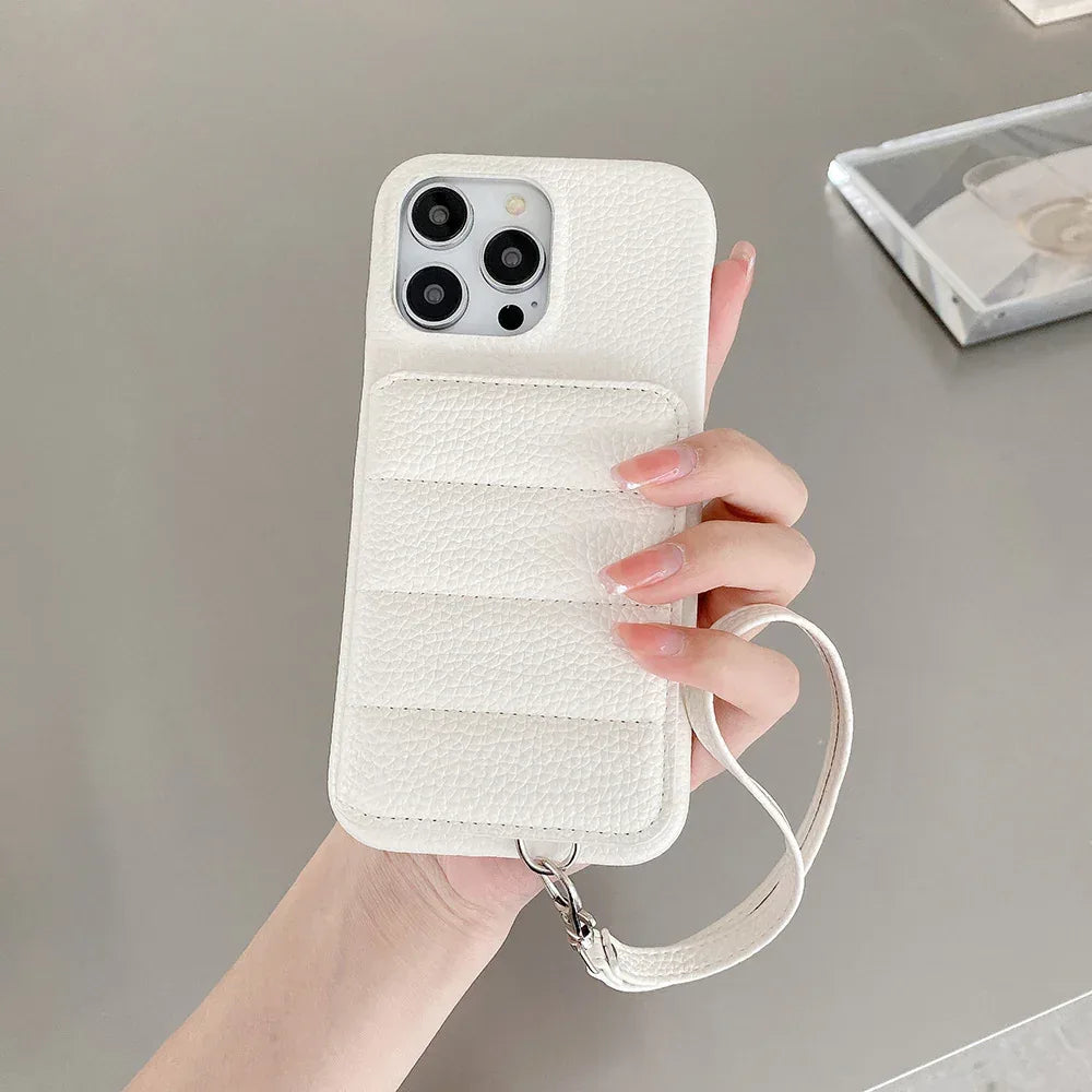 Drop-resistant Leather Down Card Holder iPhone Case - Viexta