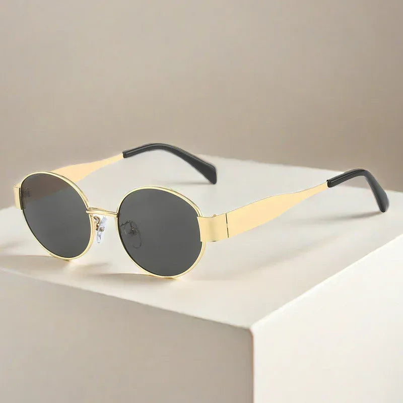 Oval Women's Metal Vintage Sunglasses - Viexta