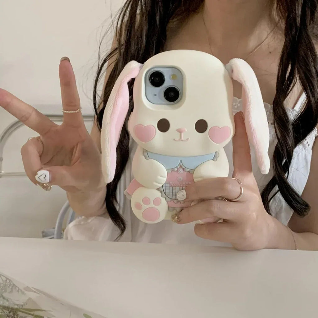 Plush Button Ear Cute Rabbit iPhone Case - Viexta