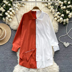 Idle Style Mid-length Color Matching Shirt - Viexta