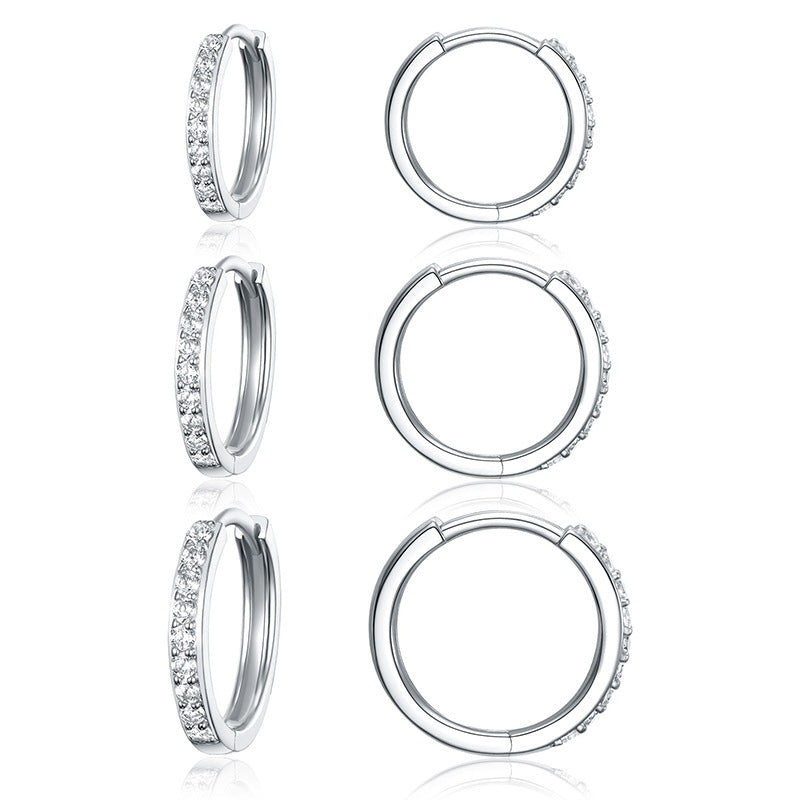 Three Pairs S925 Sterling Silver Huggies