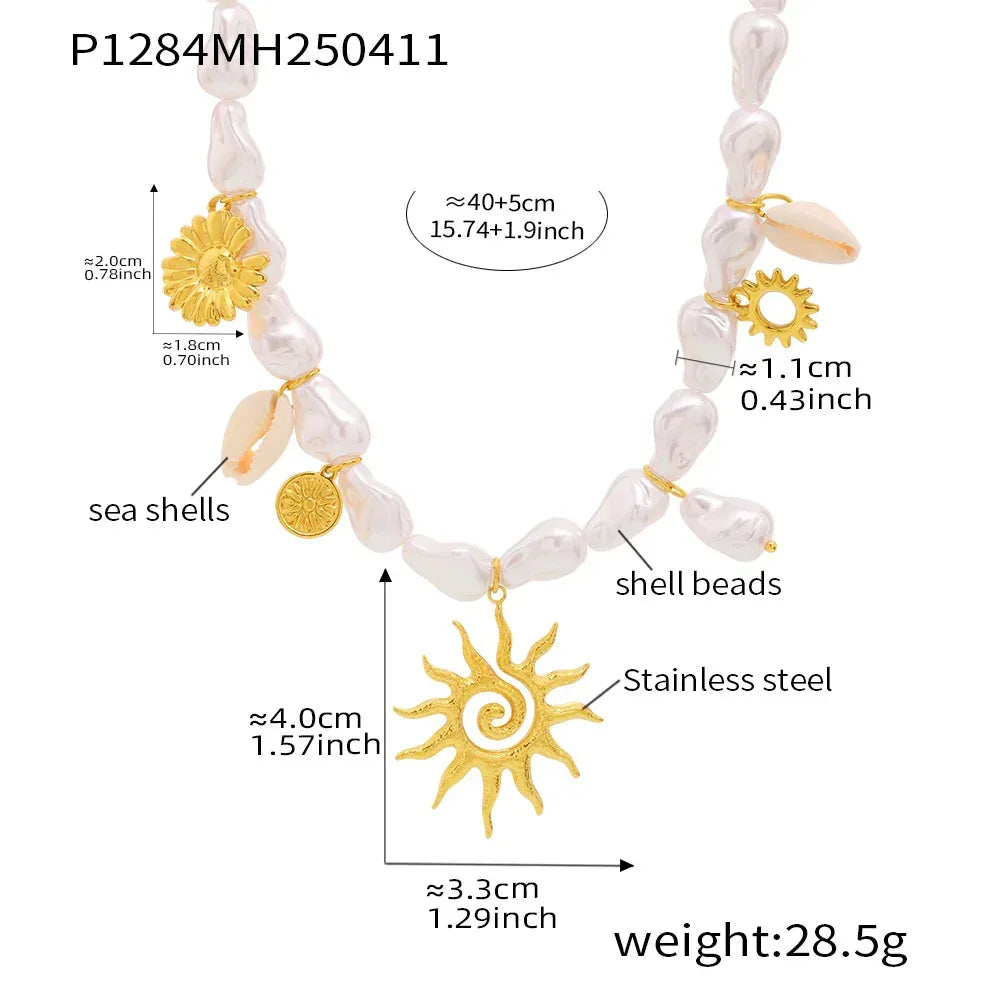 Ocean Series Baroque Shell Necklace - Viexta
